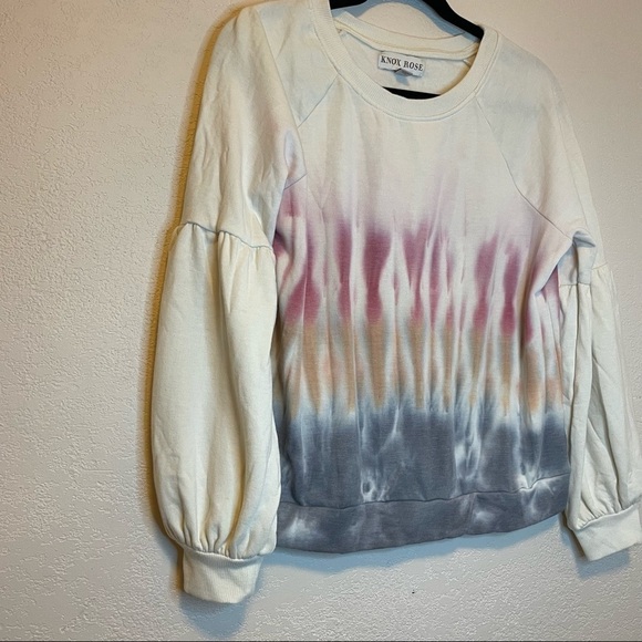Knox Rose Tie Dye lightweight pullover bishop sleeves Sweatshirt.  Size M  NWOT - Picture 2 of 6